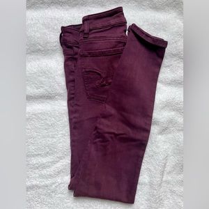 AE Hi-Rise Jegging, Maroon, Size 00